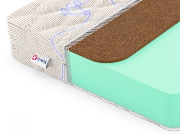 Детский матрас Denwir BABY SPRINGLESS ECO FOAM HARD 15 (БЭЙБИ&nbsp;СПРИНГЛЕСС&nbsp;ЭКО&nbsp;ФОАМ&nbsp;ХАРД&nbsp;15)